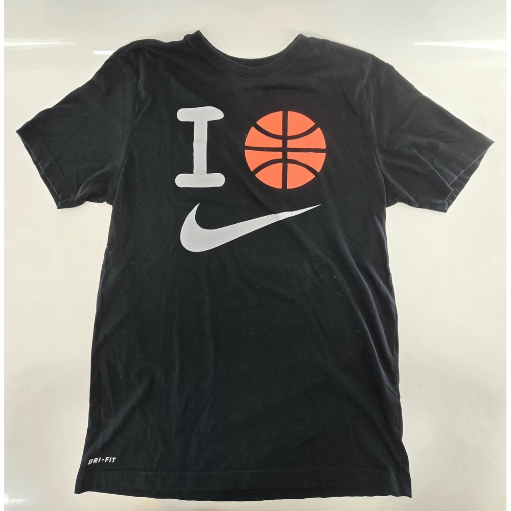 Nike Dri-FIT Shirt Mens M Black I Love Basketball Graphic‎ Short Sleeve Tee